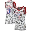 Allen Elegant Iverson Philadelphia 76ers Women's 2000 Doodle Swingman Jersey White Must - Have for Jerseys Lovers