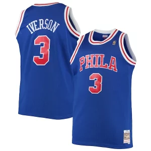 Allen Iverson Philadelphia 76ers 1996/97 Big Stylish & Tall Hardwood Classics Swingman Jersey Royal/Black/Red/White for Basketball Enthusiasts