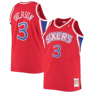 Allen Iverson Philadelphia 76ers 1996/97 Big & Unique Tall Hardwood Classics Swingman Jersey Red/Black/Royal/White for Basketball Enthusiasts