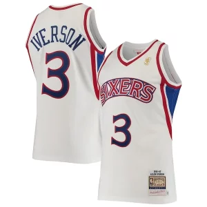 Allen Iverson Philadelphia 76ers 1996/97 Hardwood Classics Authentic Jersey Elegant White Must - Have for Jerseys Lovers