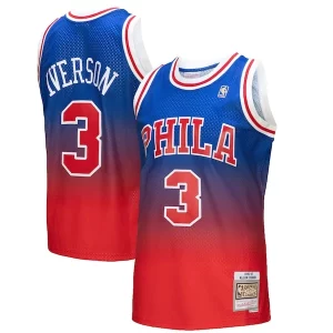 Allen Iverson Philadelphia 76ers 1996/97 Hardwood Classics Fadeaway Swingman Player Jersey Stylish Red/Royal Must - Have for Jerseys Lovers
