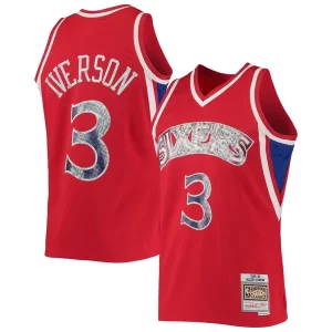 Allen Iverson Philadelphia 76ers 1996/97 Hardwood Classics NBA 75th Anniversary Diamond Chic Swingman Jersey Red Great for Fans