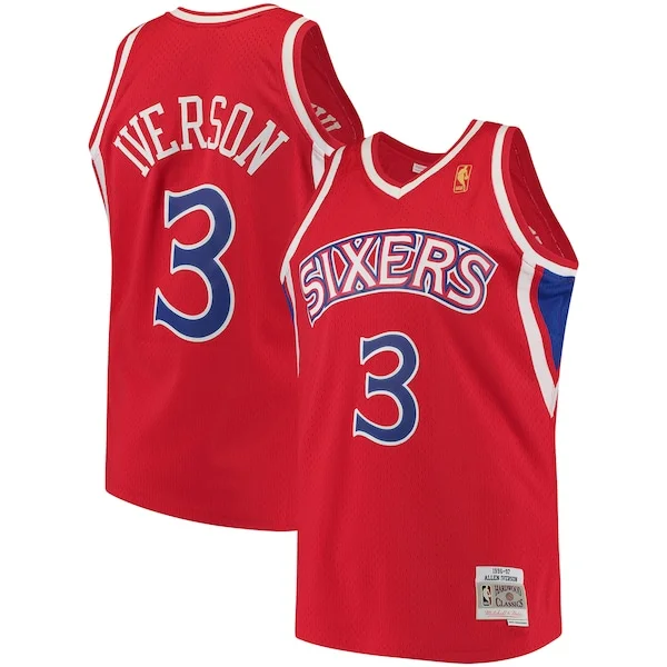Allen Iverson Philadelphia 76ers 1996/97 Hardwood Premium Classics Swingman Jersey Red/White Must - Have for Jerseys Lovers