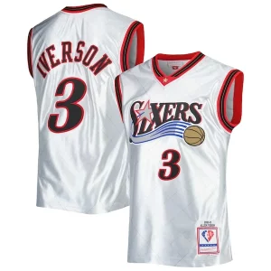 Allen Iverson Philadelphia 76ers 2000/01 Hardwood Classics Trendy 75th Anniversary Swingman Jersey Platinum Must - Have for Jerseys Lovers