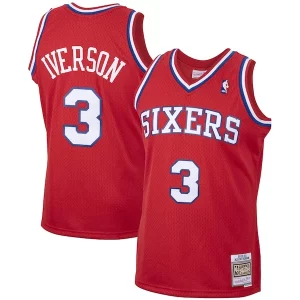 Allen Iverson Philadelphia 76ers 2001/02 Hardwood Classics Elegant Swingman Jersey Red/White Ideal for Collectors