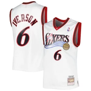 Allen Iverson Philadelphia 76ers 2001/02 Hardwood Classics Swingman Jersey Fabulous White/Red for Basketball Enthusiasts