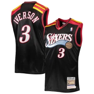 Allen Iverson Philadelphia 76ers 2006 Hardwood Classics Authentic Jersey Eye - catching Black/Red/White Perfect for Game Day