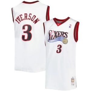Allen Iverson Philadelphia 76ers Big & Tall Hardwood Stylish Classics 1996/97 Swingman Jersey White/Black/Red/Royal for Basketball Enthusiasts