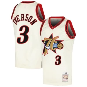 Allen Iverson Philadelphia 76ers Chainstitch Swingman Stylish Jersey Cream Must - Have for Jerseys Lovers