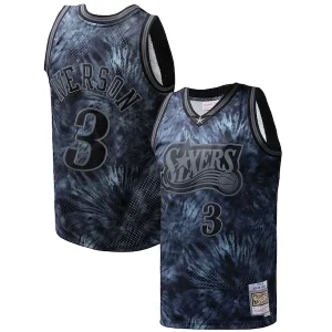 Allen Iverson Philadelphia 76ers Hardwood Classics 1997/98 Tie Dye Swingman Jersey Elegant Black for Basketball Enthusiasts