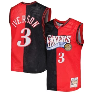 Allen Iverson Philadelphia 76ers Hardwood Classics 2000/01 Split Swingman Chic Jersey Black/Red Perfect for Game Day