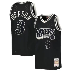 Allen Iverson Philadelphia 76ers Hardwood Classics Off Trendy Court Swingman Jersey Black Perfect for Game Day