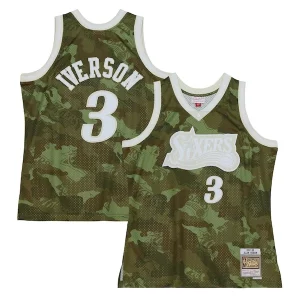 Allen Iverson Philadelphia 76ers Hardwood Trendy Classics 1997/98 Ghost Green Swingman Jersey Camo Great for Fans