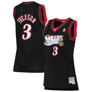 Allen Iverson Philadelphia 76ers Women's 2000/01 Hardwood Classics Swingman Jersey Gorgeous Black Great for Fans