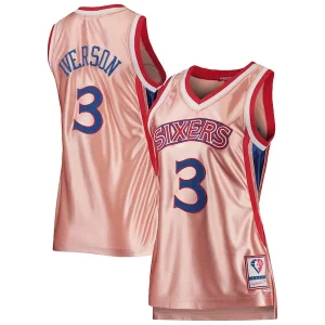 Allen Iverson Philadelphia 76ers Women's 75th Unique Anniversary Rose Gold 1996 Swingman Jersey Pink Must - Have for Jerseys Lovers