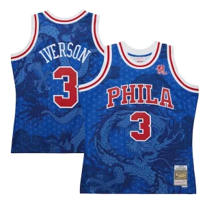 Allen Iverson Philadelphia Unique 76ers 1996/97 Hardwood Classics Asian Heritage 6.0 Swingman Throwback Player Jersey Royal Must - Have for Jerseys Lovers
