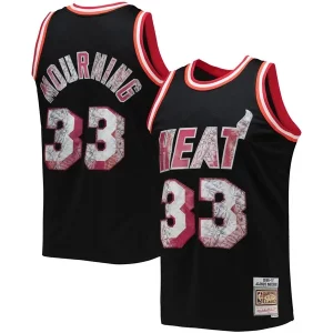 Alonzo Elegant Mourning Miami Heat 1996/97 Hardwood Classics NBA 75th Anniversary Diamond Swingman Jersey Black for Basketball Enthusiasts