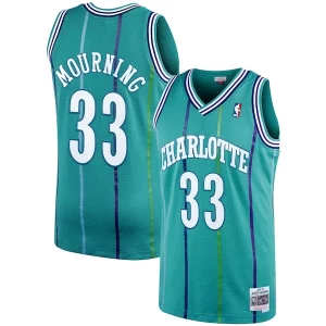 Alonzo Mourning Charlotte Hornets 1992/93 Hardwood Classics Swingman Stylish Jersey Teal for Basketball Enthusiasts