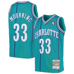 Alonzo Mourning Charlotte Hornets Youth 1992/93 Hardwood Classics Fabulous Swingman Jersey Teal Perfect for Game Day