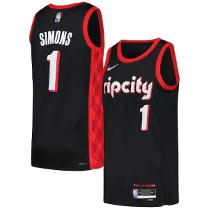 Anfernee Simons Portland Trail Blazers Nike Swingman Elegant Player Jersey City Edition Black/Red Must - Have for Jerseys Lovers