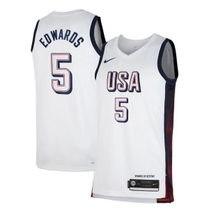 Anthony Edwards Unisex Elegant Nike Men's USA Basketball 2024 Swingman Player Jersey White Great for Fans