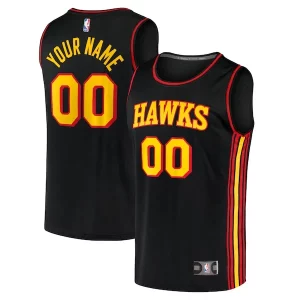 Atlanta Hawks Youth Custom Fast Premium Break Replica Jersey Black Statement Edition for Basketball Enthusiasts