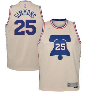 Ben Simmons Philadelphia 76ers Nike Youth 2020/21 Swingman Player Eye - catching Jersey Cream Earned Edition Great for Fans