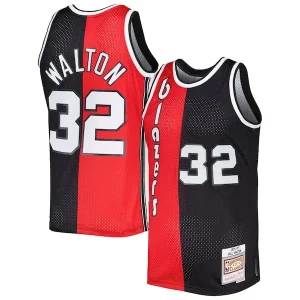 Bill Walton Portland Trail Blazers Hardwood Classics 1976/77 Split Swingman Jersey Gorgeous Red/Black for Basketball Enthusiasts