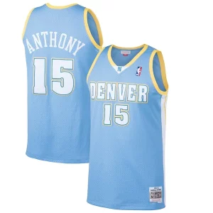 Carmelo Anthony Denver Nuggets Eye - catching Hardwood Classics Swingman Jersey Light Blue Great for Fans