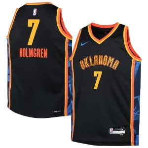 Chet Holmgren Oklahoma City Premium Thunder Nike Youth 2024/25 Swingman Player Jersey City Edition Black Great for Fans