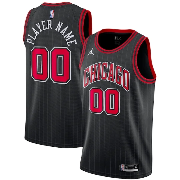 Chicago Bulls Gorgeous Jordan Brand Swingman Custom Jersey Statement Edition Black Must - Have for Jerseys Lovers