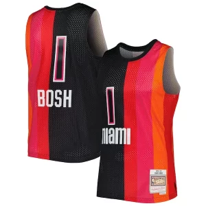 Chris Bosh Miami Premium Heat Hardwood Classics 2011/12 Split Swingman Jersey Black/Red Great for Fans