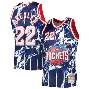 Clyde Drexler Houston Eye - catching Rockets 1996/97 Hardwood Classics Marble Swingman Jersey Navy for Basketball Enthusiasts