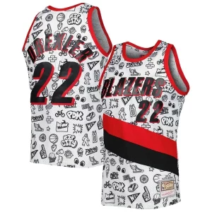 Clyde Drexler Portland Trail Blazers 1991 92 Hardwood Classics Fabulous Doodle Swingman Jersey White Perfect for Game Day