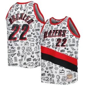 Clyde Drexler Portland Trail Blazers 1991/92 Hardwood Classics Doodle Swingman Player Jersey White Trendy Perfect for Game Day