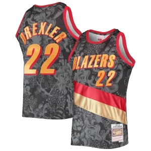 Clyde Drexler Portland Trail Blazers Hardwood Classics 1991/92 Lunar New Year Trendy Swingman Jersey Black for Basketball Enthusiasts