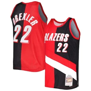 Clyde Drexler Portland Trail Blazers Hardwood Classics Chic 1991/92 Split Swingman Jersey Red/Black Ideal for Collectors