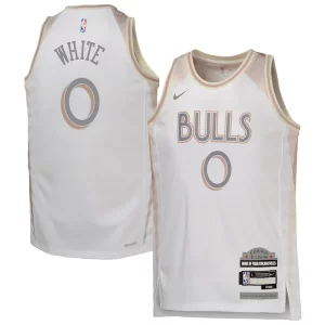Coby White Chicago Bulls Nike Youth 2024/25 Swingman Player Trendy Jersey City Edition White Perfect for Game Day