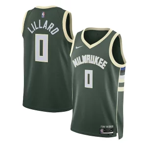 Damian Lillard Milwaukee Bucks Nike Gorgeous Unisex Swingman Jersey Icon Edition Hunter Green Ideal for Collectors