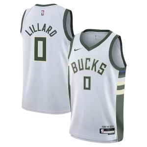 Damian Lillard Milwaukee Bucks Nike Youth Elegant Swingman Jersey Association Edition White for Basketball Enthusiasts