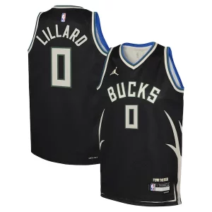 Damian Lillard Milwaukee Bucks Premium Jordan Brand Youth Swingman Jersey Statement Edition Black Great for Fans
