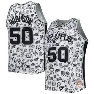 David Robinson San Stylish Antonio Spurs 1998/99 Hardwood Classics Doodle Swingman Player Jersey White for Basketball Enthusiasts