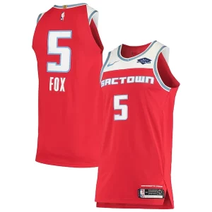 De'Aaron Fox Sacramento Kings Nike Authentic Badge Jersey City Eye - catching Edition Red Perfect for Game Day