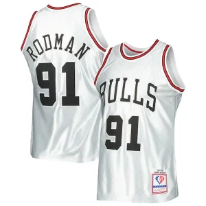 Dennis Rodman Chicago Bulls 1997/98 Hardwood Classics 75th Elegant Anniversary Swingman Jersey Platinum Must - Have for Jerseys Lovers