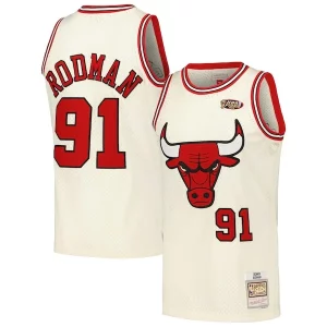 Dennis Rodman Chicago Bulls Chainstitch Swingman Jersey Eye - catching Cream for Basketball Enthusiasts