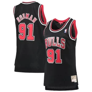 Dennis Rodman Chicago Bulls Gorgeous Women's Hardwood Classics Swingman Jersey Black Ideal for Collectors