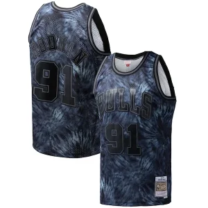 Dennis Rodman Chicago Bulls Hardwood Classics 1995/96 Tie Dye Swingman Elegant Jersey Black Must - Have for Jerseys Lovers