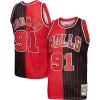 Dennis Rodman Chicago Bulls Hardwood Classics Elegant 1995/96 Split Swingman Jersey Red/Black Ideal for Collectors