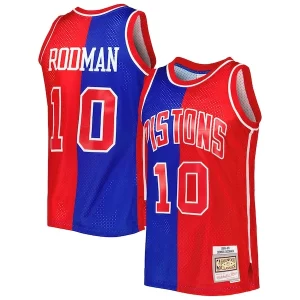 Dennis Rodman Detroit Pistons Hardwood Classics 1988/89 Split Swingman Elegant Jersey Blue/Red Perfect for Game Day
