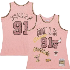 Dennis Rodman Elegant Chicago Bulls 1997/98 Swingman Sidewalk Sketch Jersey Pink Ideal for Collectors
